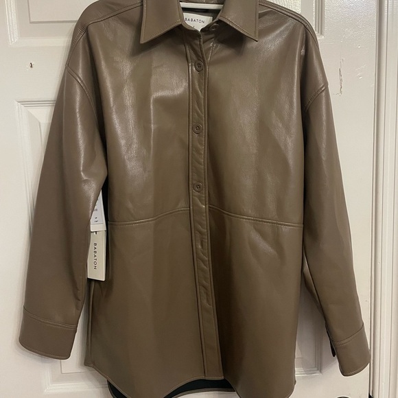 Aritzia Babaton Pelli Shirt Jacket in Shitake New with Tags! - Picture 6 of 8